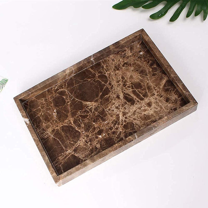 StonePlus Natural Marble Storage Vanity Tray, Cosmetics Jewelery Tray, Kitchen Organizer, Coffee Table Tray (Coffee Net, 11.8L x 7.87W x 1.18H) - Image 5